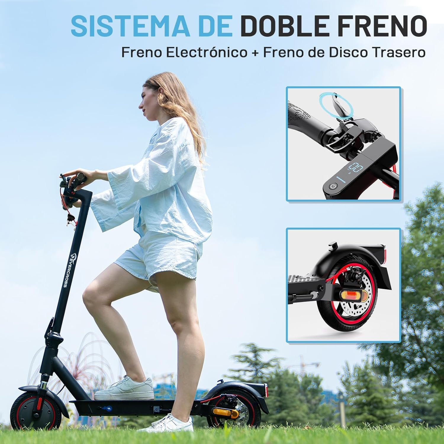 Tragbarer Elektroroller für Erwachsene – 630W Motor, bis zu 16 MPH, 18 Meilen Reichweite, 8,5″ Vollgummireifen, klappbar, LCD-Display, App-Steuerung, Dual-Scheibenbremsen - Imagen 3