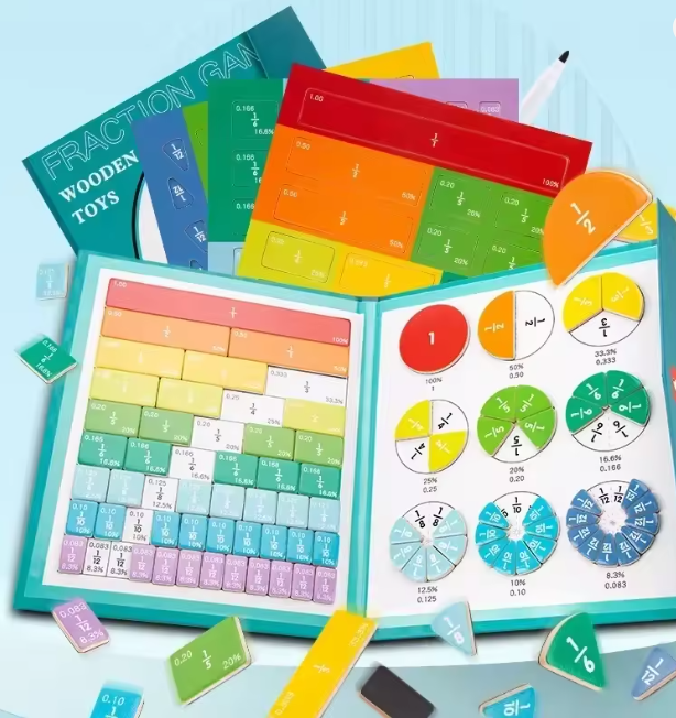 Magnetic Fraction Demonstration Book. 1 Set Math Teaching Aid. Learning Toy for Gift. Mathematical Knowledge Training Toys. Interactive Game Props. Educational Material - Image 3