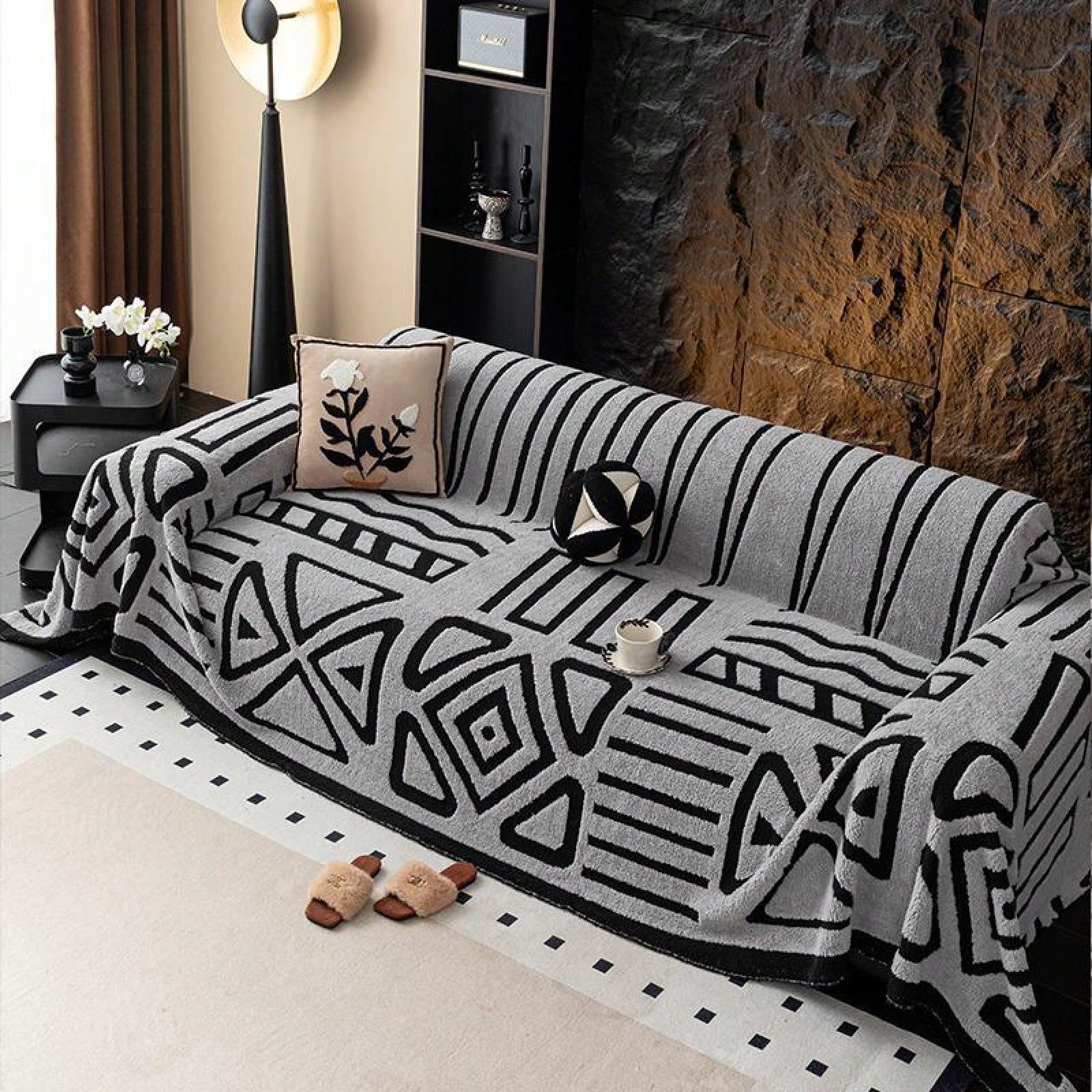 Geometric Pattern Sofa Cover, 1 Count Soft Comfortable Sofa Slipcover, Dustproof Sofa Protector for Home Living Room Office - Image 8