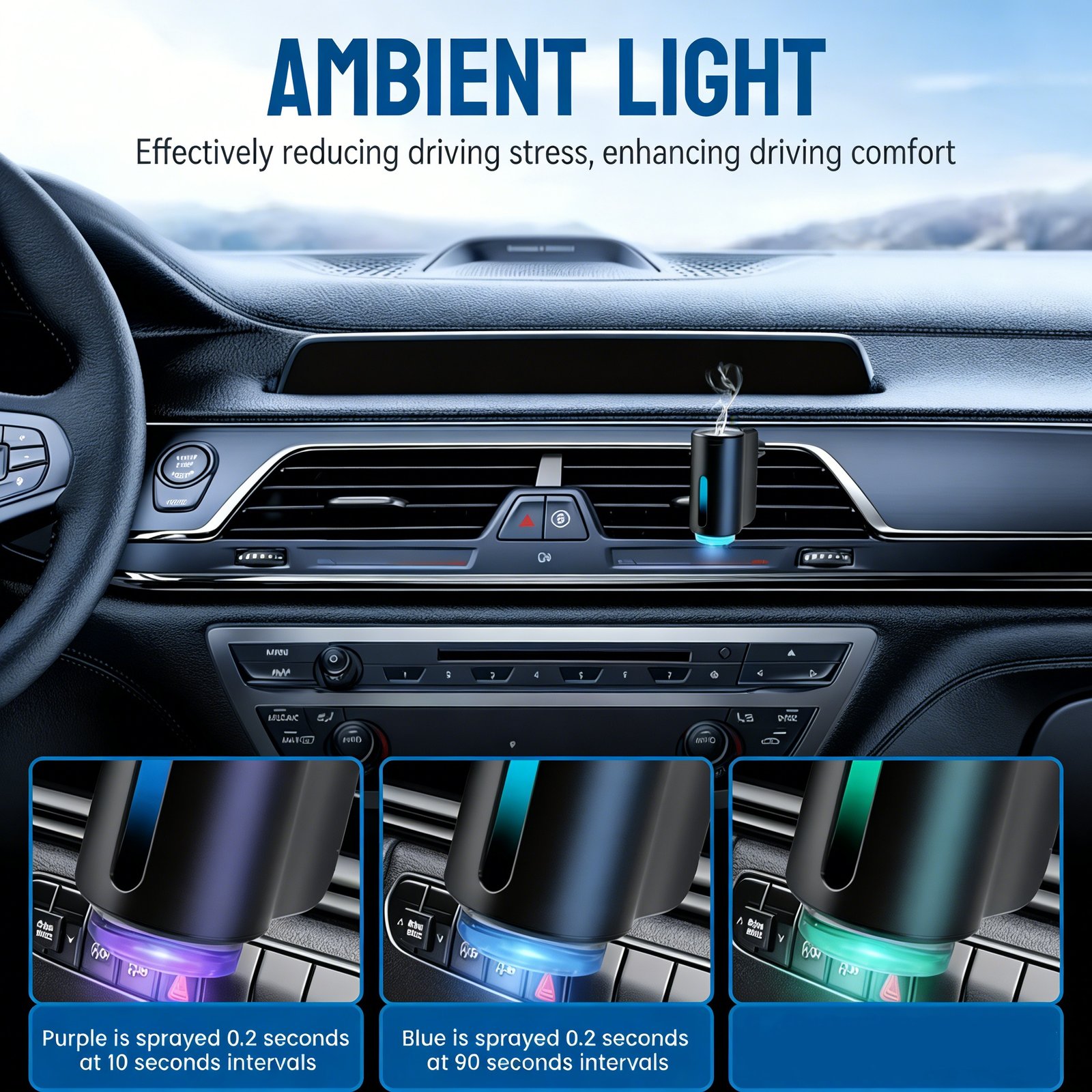 Shonoppy Auto Lufterfrischer Diffuser - 20 Flaschen Natürlicher Duft, Wiederaufladbarer Auto Aroma Diffuser mit Drei Einstellbaren Duftstufen, Auto Innenraum Zubehör Geschenke - Image 3