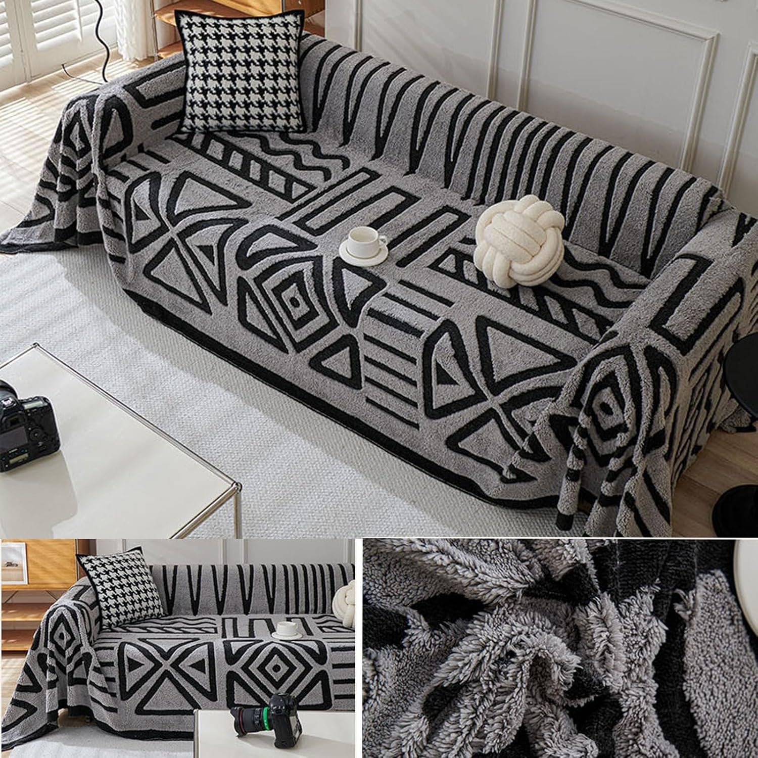 Geometric Pattern Sofa Cover, 1 Count Soft Comfortable Sofa Slipcover, Dustproof Sofa Protector for Home Living Room Office - Image 6